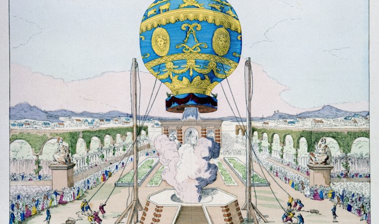 Ascent in a captive hot air balloon made by Jean-Francois Pilatre de Rozier in Paris, 11 October 1783 (1887). From Histoire des Ballons by Gaston Tissandier. (Paris, 1887). In 1785, Pilatre de Rozier (1754-1785) was killed while attempting to be the first to cross the English Channel in a balloon. (Photo by Ann Ronan Pictures/Print Collector/Getty Images)